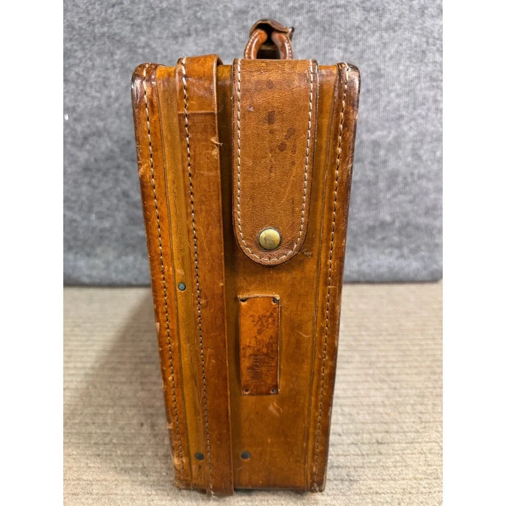 Hartmann Luggage Vintage Tan Belting Leather Briefcase Attache Brass Lock Case